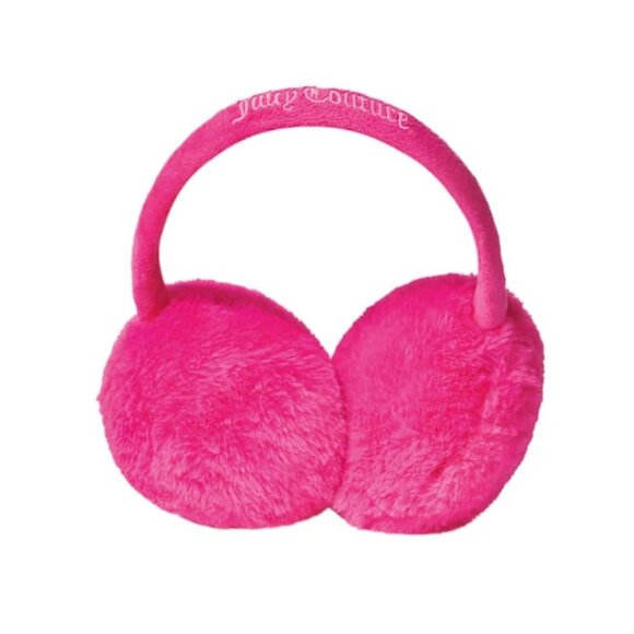 Juicy Couture Viva La Juicy Earmuffs, Pink Faux Fur with Rhinestone Logo- NEW - Picture 6 of 9